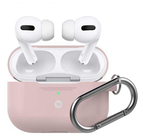 Baykron AirPods Pro Shock Proof Protective silicone Case with carabiner Pink