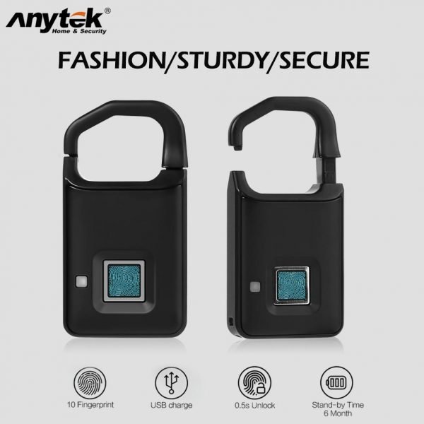 Anytek P4 Fingerprint Lock USB Charging Smart Keyless Anti-Theft Padlock