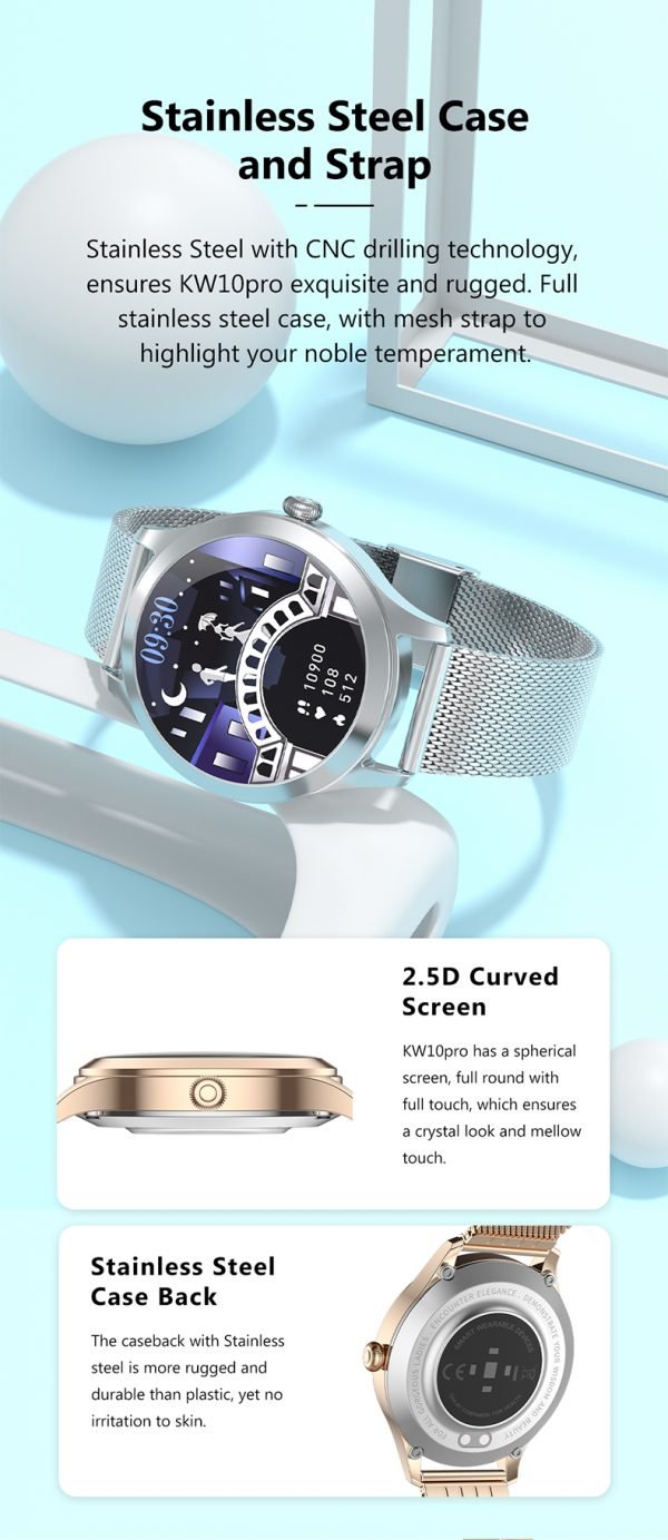 Kingwear KW10pro1.09 inch TFT Color Screen Smartwatch - Silver/Champagne Gold