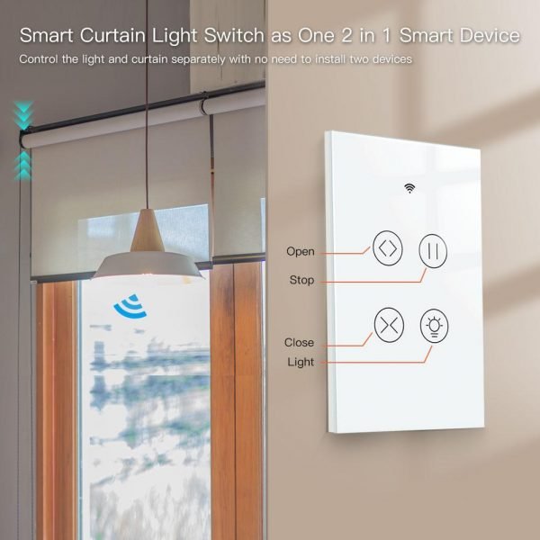 Tuya Smart WiFi RF Glass Panel Curtain Light Touch Switch Backlight ON/OFF Wireless Remote Control With Tuya Smart Life App And Voice Control With Google Home Alexa