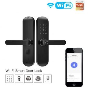 Wi-Fi Tuya Smart Door Lock Multiple Unlocking Fingerprint Lock, Security Intelligent Smart Lock With Smart Life APP Password RFID Door Lock Battery Powered WDL-ZX-202-EN