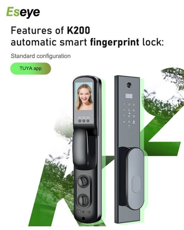 K200 FINGERPRINT Gate Outdoor WIFI Deadbolt Waterproof Locks Camera Tuya Smart Door Lock For Home