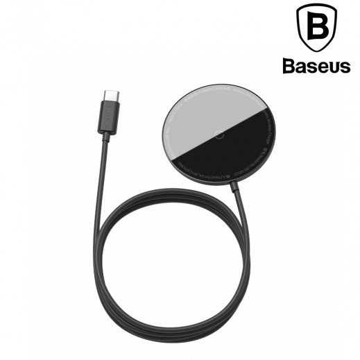 Baseus Simple Mini Magnetic Wireless Charger IP12 Type-C cable 1.5m Black WXJK-F01