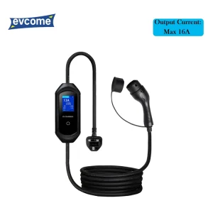 EVCOME Portable Ev Charger (220V 3.5KW 7KW) With SAE J1772 & IEC 62196 & GBT 20234