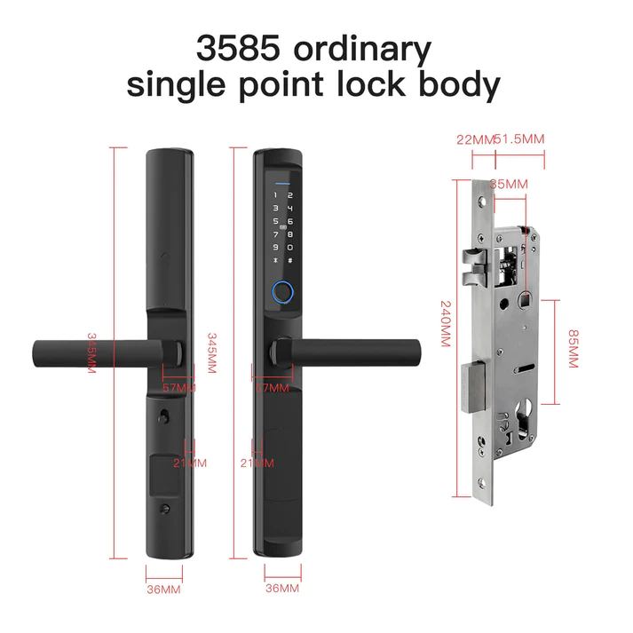 MOES WiFi Smart Narrow Side Fingerprint Coded Door Lock Remote Control Waterproof Two Handle Optional WDL-F2-3585-EN