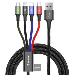 Baseus Fast 4-in-1 Cable For iP+Type-C(2)+Micro 3.5A 1.2m Black CA1T4-B01