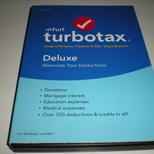 Turbotax Deluxe 2016 Tax Software Federal & State + Fed Efile PC/MAC D