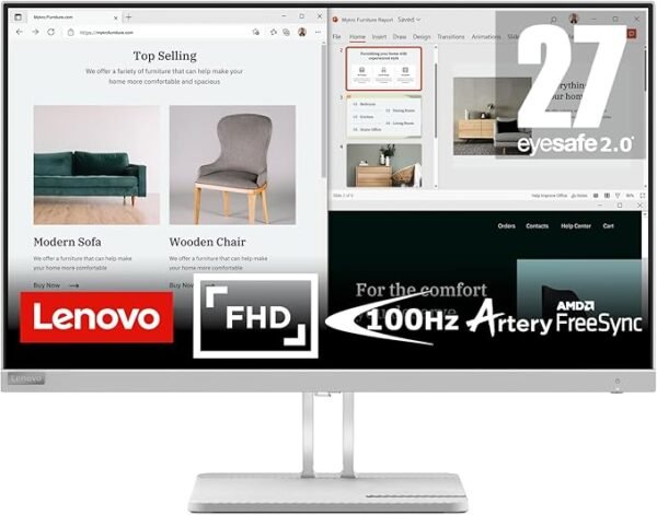 Lenovo L27e-40 27 Inch Full HD Monitor - Cloud grey