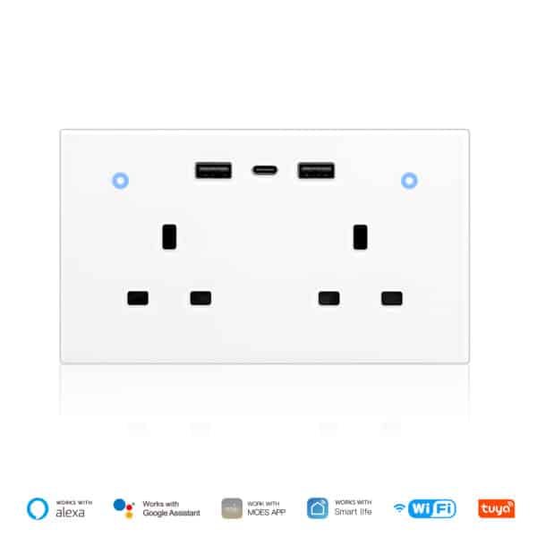 Moes Wifi Dual UK Socket WK-UK2-2A1C-WH