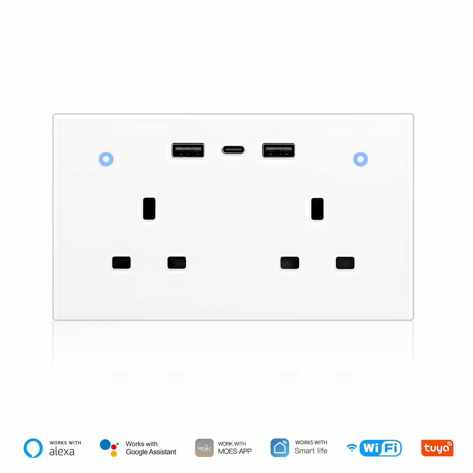 Moes Wifi Dual UK Socket WK-UK2-2A1C-WH