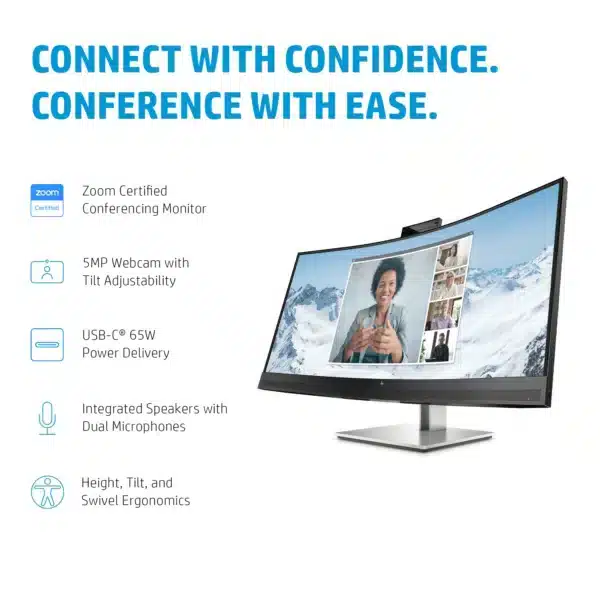 HP E34m G4 WQHD Curved USB-C Conferencing Monitor