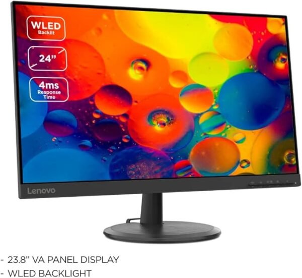 LENOVO C24-25 FHD WLED 24’’ DISPLAY WITH 4MS RESPONSE TIME HDMI AND VGA AND VESA MOUNT AND TILT ADJUSTABLE MONITOR