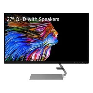 Lenovo Q27Q-1L Qhd Ips W-led 27 Monitor with Vesa Mount and Tilt Adjustable with Speakers AMD Free Sync Flicker -Free and Natural Blue Light Ultra Slim