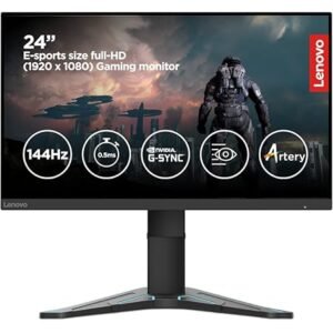 Lenovo G24-20 Gaming Monitor Fhd Wled Ips 24 Display with 165Hz Refresh Rate 5MS Response Time Height Tilt Adjustable Low Blue Light Vesa Mount with HDMI