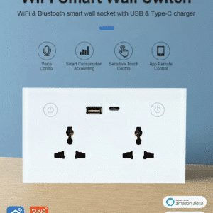 MYQ Glass Pane Tuya Wifi Alexa Google Home Voice Type C with USB Wall Double Universal Smart Socket
