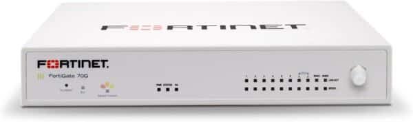 FortiGate-70G 10 x GE RJ45 ports (including 7 x Internal Ports, 2 x WAN Ports, 1 x DMZ Port) FG-70G