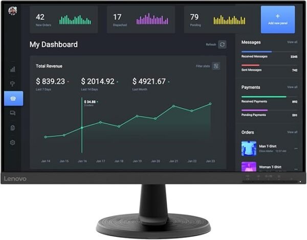LENOVO D24-45 FHD WLED 24 DISPLAY WITH 5MS RESPONSE TIME HDMI AND VGA AND VESA MOUNT AND TILT ADJUSTABLE MONITOR WITH LOW BLUE LIGHT FOR EYE