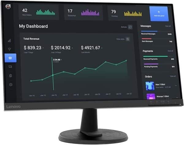 LENOVO D24-45 FHD WLED 24 DISPLAY WITH 5MS RESPONSE TIME HDMI AND VGA AND VESA MOUNT AND TILT ADJUSTABLE MONITOR WITH LOW BLUE LIGHT FOR EYE
