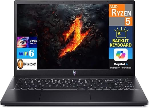 ACER NITRO V 15 AMD Ryzen 5 7535HS 15.6 FHD 8GB 512GB IPS 144Hz SlimBezel NVIDIA GeForce RTXT 4050 with 6 GB GDDR6 Dedicated VRAM DDR5 PCle Win 11 Home laptop
