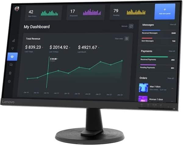 LENOVO D24-45 FHD WLED 24 DISPLAY WITH 5MS RESPONSE TIME HDMI AND VGA AND VESA MOUNT AND TILT ADJUSTABLE MONITOR WITH LOW BLUE LIGHT FOR EYE