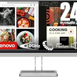 LENOVO L24i-40 FHD W-LED 24 IPS DISPLAY WITH SPEAKERS 4MS RESPONSE TIME HDMI AND VGA AND VESA MOUNT AND TILT ADJUSTABLE MONITOR GRAY COLOR