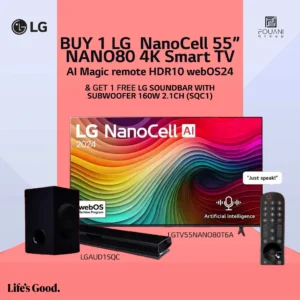 LG TV NanoCell 55 Inch NANO80 4K Smart TV AI Magic remote HDR10 webOS24