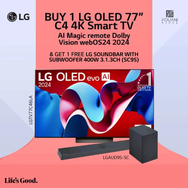 TV OLED 77 Inch C4 4K Smart TV AI Magic remote Dolby Vision webOS24 2024 LGTV77C46LA