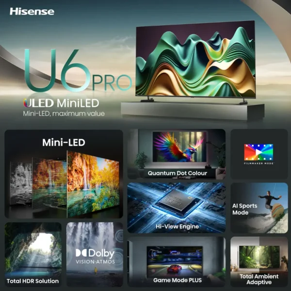 Hisense TV ULED 75 Inch U6N 4K Smart HISTV75U6N-PRO