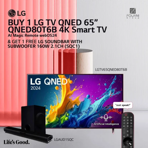 LG TV QNED 65 Inch QNED80T6B 4K Smart LGTV65QNED80T6B