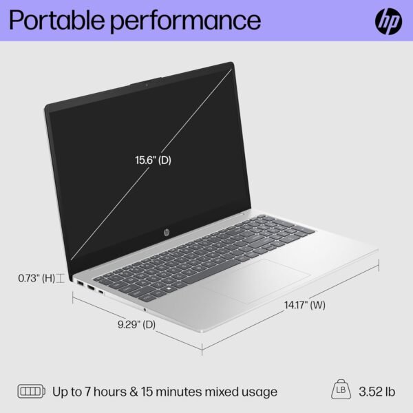 Technical Details Collapse all Summary Standing screen display size ‎15.6 Inches Screen Resolution ‎1920 x 1080 pixels Max Screen Resolution ‎1920x1080 Pixels Processor ‎4.6 GHz core_i5 RAM ‎8 GB DDR4 Memory Speed ‎3200 MHz Hard Drive ‎512 GB SSD Graphics Coprocessor ‎NVIDIA GeForce RTX 3050 Chipset Brand ‎Intel Card Description ‎Integrated Graphics Card Ram Size ‎16 GB Wireless Type ‎802.11a/b/g/n/ac, Bluetooth Number of USB 2.0 Ports ‎2 Number of USB 3.0 Ports ‎1 Average Battery Life (in hours) ‎7 Hours Other Technical Details Brand ‎HP Series ‎HP 15.6 inch Laptop PC Item model number ‎A18JKUA#ABA Hardware Platform ‎PC Operating System ‎Windows 11 Home Item Weight ‎4.93 pounds Product Dimensions ‎14.17 x 0.73 x 9.29 inches Item Dimensions LxWxH ‎14.17 x 0.73 x 9.29 inches Color ‎Silver Processor Brand ‎Intel Number of Processors ‎10 Computer Memory Type ‎DDR4 SDRAM Hard Drive Interface ‎eSATA Optical Drive Type ‎no optical storage device Voltage ‎240 Volts Batteries ‎1 AA batteries required. (included)