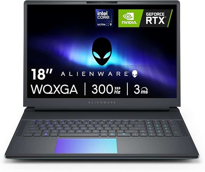 DELL Alienware 18 Area-51 AA18250 (C8BMPB4)- Intel(R) Core Ultra 9 processor 275HX (24-Core 36MB Total C ache 2.7GHz to 5.4GHz) 15TH Generation 2TB NVMe M.2 PCIe Gen4 SSD 64GB RAM (2x32GB)DDR5 6400MT/s 18 WQXGA (2560x1600) 300Hz 3ms 100% DCI-P3 500 nit NVIDIA G- SYNC + Advanced Optimus 4K Camera 24GB NVIDIA GeForce RTX 5090 GDDR7 Dedicated Graphics Card, 6-Cell Battery English US CherryMX ultra low- profile mechanical keyboard with per-key AlienFX RGB lighting Daughterboard Cherry KB Intel(R) Killer Wi-Fi 7 BE1750 (2x2 320Hz) MIMO 802.11be Wireless LAN and Bluetooth 5.4 360W Small Form Factor Adapter Webcam Windows 11 Home