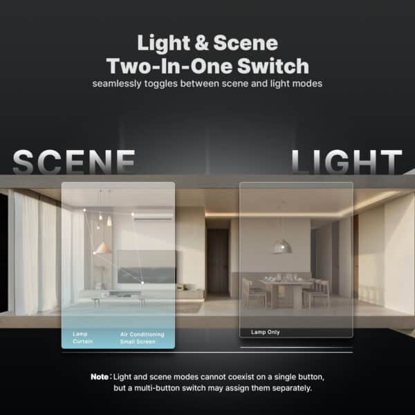 Moes Star Feather Series WiFi Smart Switch Push Button With Neutral Light Scene 2in1 Switch UK Version 4 gang