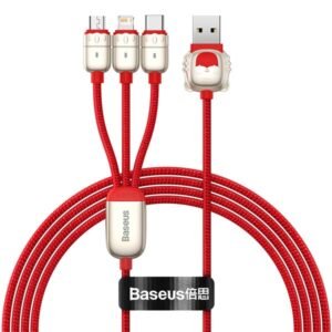 Baseus Year of the Tiger One-for- three Data Cable USB to M+L+C 3.5A 1.2m Red CASX010009