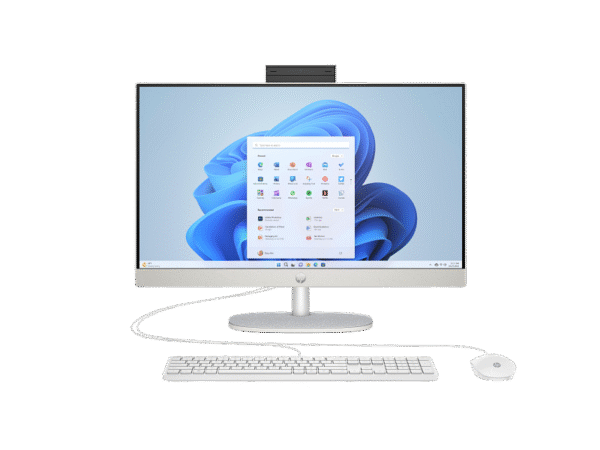 HP ALL-IN-ONE 24-CR0129NH DESKTOP PCKEY 13TH GENERATION INTEL COREI7 – 1355U PROCESSOR 16GB DDR4 RAM 1TB M.2 NVME SOLID STATE DRIVE (SSD) 23.8 INCHES SCREEN FHD 1920 X 1080 IPS DISPLAY INTEL IRIS XE GRAPHICS CAMERA BLUETOOTH WI-FI INTEGRATED INTEL GRAPHICS USB WIRED KEYBOARD AND MOUSE FREEDOS WHITE COLOR