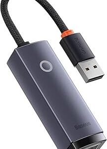 Baseus Lite Series Ethernet Adapter USB-A to RJ45 LAN Port (100Mbps Aluminum Alloy) Grey WKQX000013