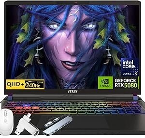 MSI VECTOR 16 HX AI 400 GAMING 14th Gen Intel(R) Core Ultra 9 275HX 24-Core 36MB Total Cache 2.7GHz up to 5.4GHz1TB M.2 NVMe PCIe SSD Storage 16GB DDR5-6400 RAM16 (2560x1600) 240Hz Display NVIDIA GeForce RTX™ 5080 GPU 16GB GDDR7 (16GB DEDICATED) WINDOWS 11 COSMO GRAY RGB BACKLIT KEYBOARD (VECTOR 16 HX AI 400)