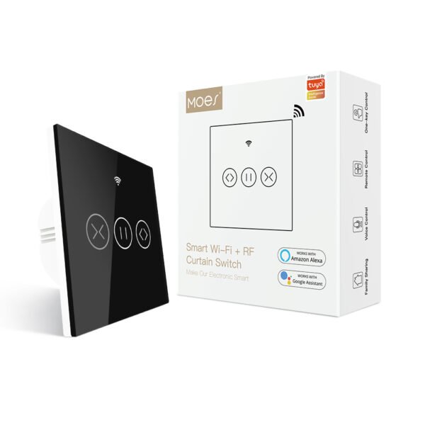 Moes WiFi RF433 Smart Curtain Blinds Roller Shutter Touch Switch Single Pole Neutral Wire Required UK