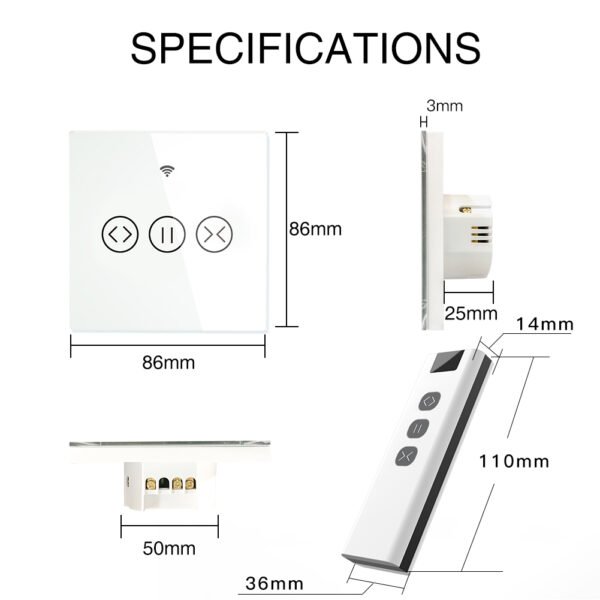 Moes WiFi RF433 Smart Curtain Blinds Roller Shutter Touch Switch Single Pole Neutral Wire Required UK