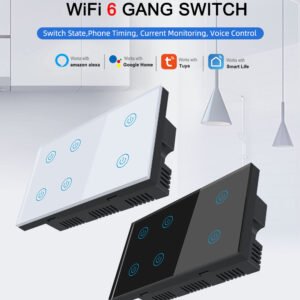 MYQ 6 Gang WiFi Smart Light Touch Switch Neutral + Live wire without frame