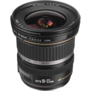 EF-S-Mount Lens/APS-C Format 16-35.2mm (35mm Equivalent) Aperture Range: f/3.5 to f/27 One Super-Ultra-Low Dispersion Element Three Aspherical Elements Super Spectra Coating Ring-Type Ultrasonic Motor AF System Internal Focus Design Rounded 6-Blade Diaphragm
