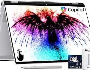 HP OmniBook 7 Flip Laptop NGAI 16-au00773cl (HP Envy X360 Replacement) (9U602UA#ABA): Series 2 Intel Core Ultra 7 Processor 258V (12MB Cache 8 cores up to 4.8GHz) Intel Arc 140V GPU Graphics Intel AI Boost (47 NPU TOPS) 1TB PCIe NVMe M.2 SSD 32GB LPDDR5x-8533MHz RAM 5MP IR Webcam WiFi 7 BE201 Bluetooth 5.4 Soft Grey Backlit Keyboard Convertible 16” 3K (2880 x 1800) OLED Touchscreen Display with 500 nits HP USB-C Rechargeable MPP2.0 Tilt Pen Poly Studio with Dual Speakers DTS: X Ultra Windows 11 Home (Glacier Silver Colour)