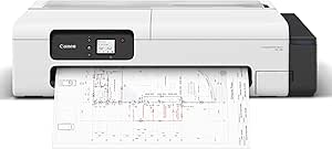 Canon imagePROGRAF TC-20 (6247C003AA) 24″ (A1+) Large-Format Color Inkjet Printer 4-Colour Pigment Ink (BK C M Y) Uses Canon PFl-120 Ink Bottles (PFl-120BK PFl-120C PFl-120M PFl-120Y – 70 ml each) 2400 × 1200 dpi Print Resolution Up to 1.1 ppm (A1 CAD Drawing) Compact Desktop Design Roll Feed + Automatic Sheet Feeder USB 2.0 + Ethernet + Wi-Fi Connectivity 64 MB Memory Quiet Operation (Approx. 42 dB) EPEAT Gold Energy-Efficient Design Includes Starter Ink Bottles