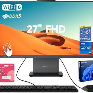 Lenovo ThinkCentre Neo 50a 27 Gen 5 (12SA000CUM) 27” FHD All-in-One Desktop Intel Core i7 (13th Gen H-Series) 8GB DDR5 RAM 512GB SSD PCIe 4.0 Intel UHD Graphics FreeDOS Wi-Fi 6 Luna Grey
