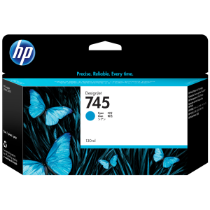 HP 745 130-ml DesignJet Cyan Ink Cartridge, F9J97A