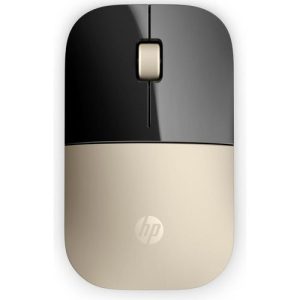 HP Z3700 Wireless Mouse (Slim premium wireless mouse · stylish workspace setup) –2.4GHz WIRELESS USB NANO RECEIVER (STORES INSIDE MOUSE) BLUE LED OPTICAL SENSOR UP TO 16 MONTHS BATTERY LIFE PLUG & PLAY Works on Multiple Surfaces MODERN GOLD X7Q43AA
