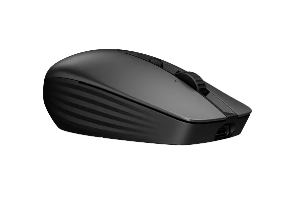 HP 710 Rechargeable Silent Bluetooth Mouse (Flagship premium mouse · executives / multi-device professionals) –BLUETOOTH 5.0 + USB DONGLE SILENT CLICK DESIGN MULTI-DEVICE SUPPORT (UP TO 3 DEVICES) FAST CHARGING UP TO 90 DAYS BATTERY LIFE TRACKS ON GLASS BLACK PN: 6E6F2AA