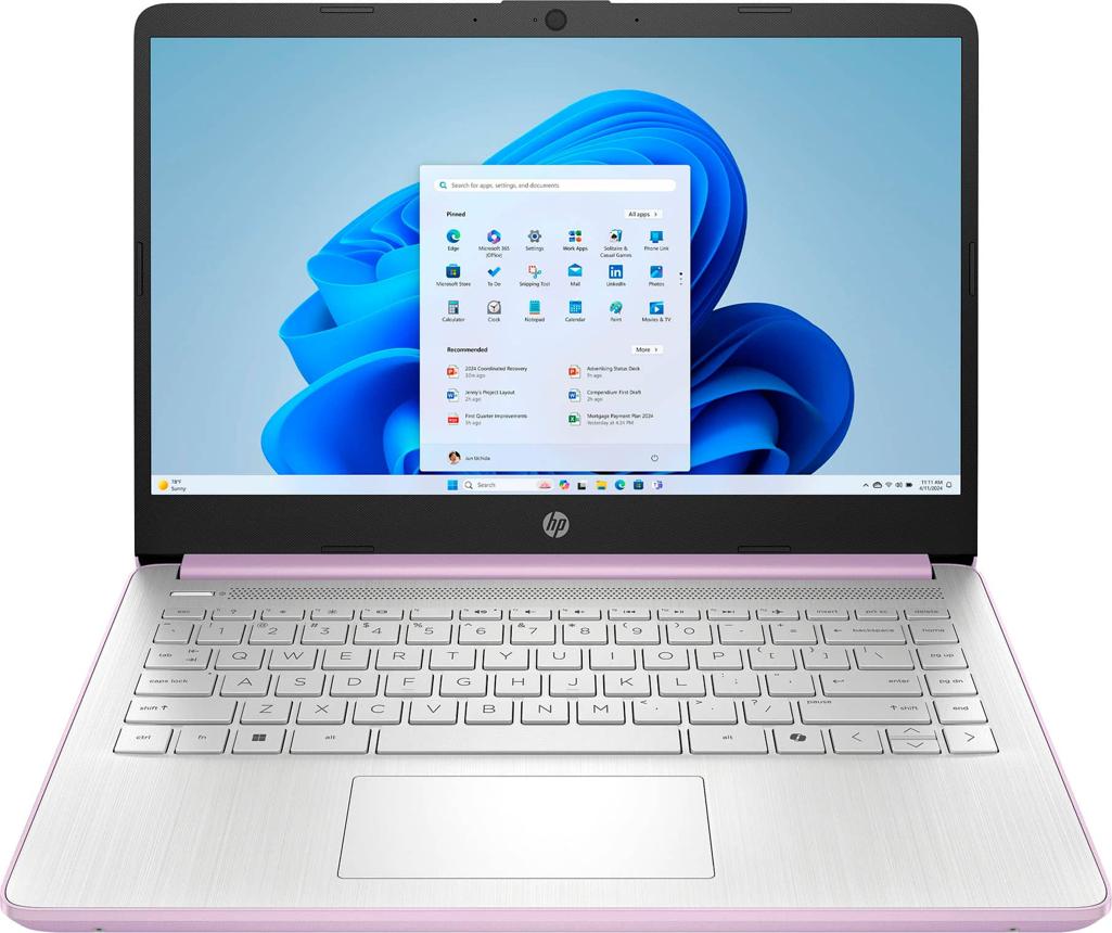 HP 14-dq6104dx Notebook Intel Processor N150 (4 Cores, up to 3.60GHz) 4GB DDR4-3200 RAM 128GB UFS Storage 14