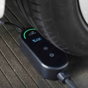The current can be adjusted by the buttons Type B RCD protects against electrical shock,fire and damage. IP67-rated casing resists water, dust, and extreme temperatures. With IEC 62752 standard and CE,REACH,RoHS certified. 1.3-Inch OLED screen displays voltage, current and charging progress.