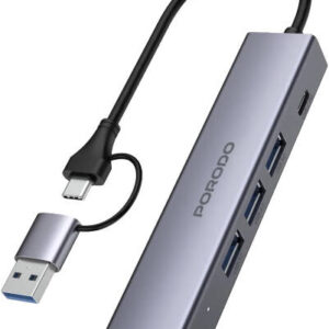 Porodo Blue 5 in 1 USB-C Hub HDMI USB SD MicroSD