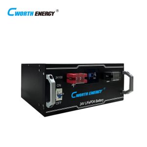 Full Specifications Specification Details Brand CWORTH Energy Model LBT-24100C / CE-LBT-24100C Battery Chemistry Lithium Iron Phosphate (LiFePO₄) Voltage Class 24V Nominal Voltage 25.6V Capacity 100Ah Nominal Energy 2.56kWh Marketed Capacity 2.4–2.5kWh Cycle Life Up to 6,000 cycles @ 80% DoD BMS Built-in intelligent BMS Usable Energy Approx. 2.2kWh at 90% DoD, depending on configuration Communication RS485 / RS232 / CAN on applicable version Display LED/LCD battery status display Protection Overcharge, over-discharge, over-current, short-circuit & temperature protection Enclosure Metal Installation Floor/stand or rack-style installation depending on version Parallel Connection Multiple units supported; exact limit depends on version Application Solar, hybrid inverter, backup & off-grid systems The LBT-24100C is specifically identified as a 24V/100Ah CWORTH LiFePO₄ battery, while some Nigerian listings use 2.4kWh and others 2.5/2.56kWh for the same 25.6V × 100Ah configuration. Maximum Power For the 25.6V / 100Ah battery: 25.6V × 100Ah = 2,560Wh = 2.56kWh A listing for the LBT-24100C specifies 100A discharge capability, giving: 25.6V × 100A = 2,560W So you can list: Maximum/Peak Output Power: 2,560W Some listings specify approximately 1,536W continuous power and 2,560W peak power, so if you're preparing a technical product listing, it's better to distinguish continuous and peak ratings rather than calling 2,560W continuous. Key Features 2.4kWh / 2.56kWh energy storage 24V-class / 25.6V nominal 100Ah capacity LiFePO₄ chemistry Up to 6,000 cycles Intelligent built-in BMS LED/LCD status display RS485/RS232/CAN communication on supported version Maintenance-free Suitable for 24V hybrid and off-grid inverters Scalable through parallel connection Designed for solar energy storage and backup power